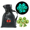 Haxtec Glow in The Dark Glowing Blue Metal Dice Set D&D W/Dragon Dice Bag 7PCS DND Dice Set for Dungeons and Dragons RPG Games-G