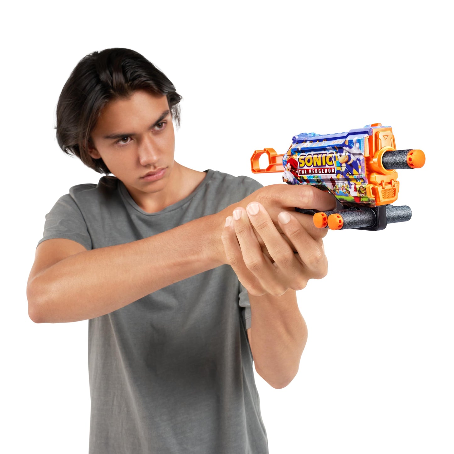 X-Shot Skins Menace - Sonic Mega (2 Pack + 16 Darts) By Zuru, X-Shot, Easy Reload, Air Pocket Dart Technology, Toy Foam Dart Blaster For Kids, Teens, Adults, Frustration Free Packaging
