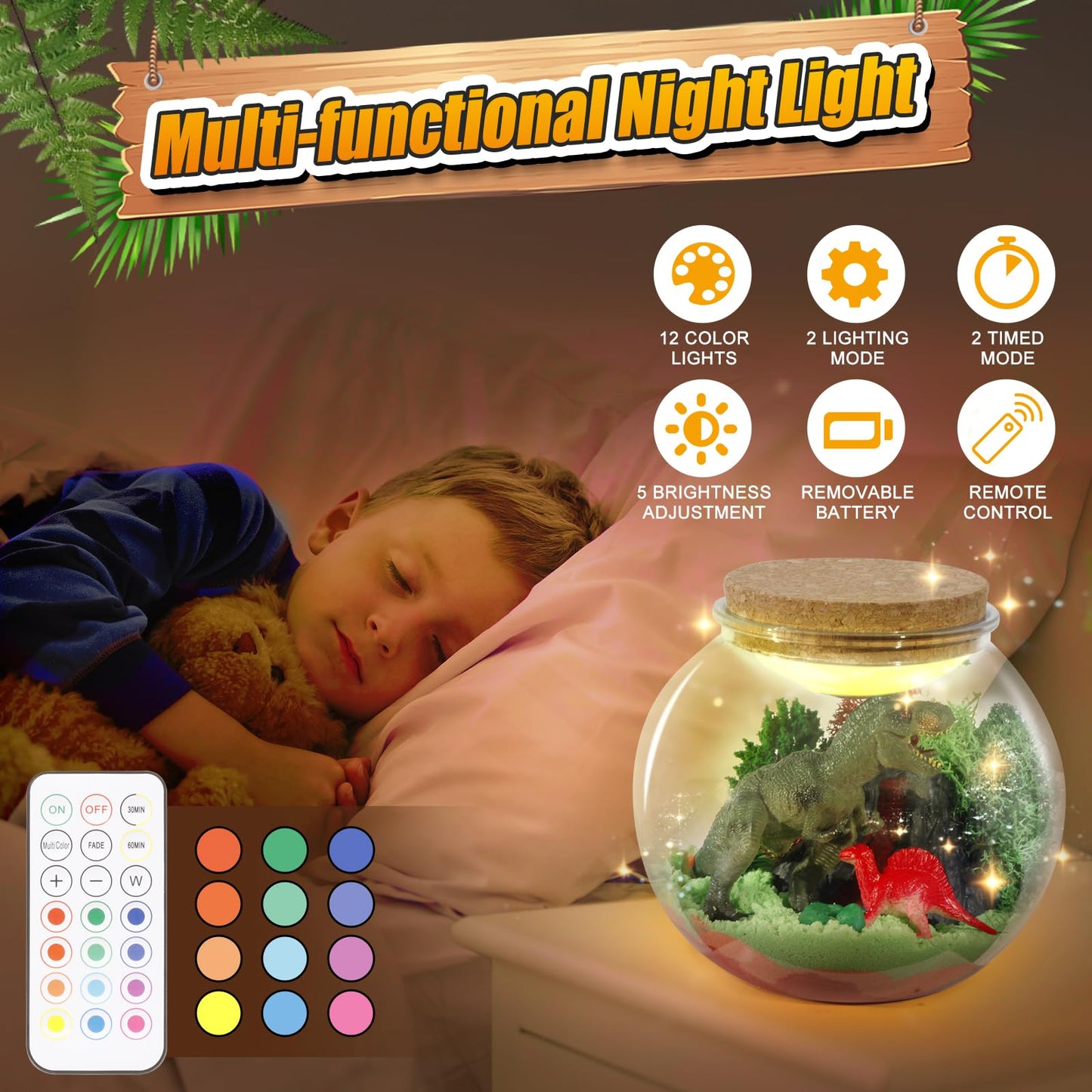 Dinosaur Terrarium Kit For Kids -Dinosaur Kid Painting Crafts Kits - Birthday Gift For Boys Age 5-7 8-12 Years Old -Arts And Cra