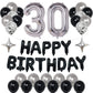 Naninuneno 30Th Black Silver Birthday Party Decorations For Men Women, Happy 30 Birthday Party Supplies With Black Happy Birthda