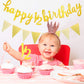 6 Months Banner Happy Birthday Banner Happy 1/2 Birthday Banner Glitter 1/2 Half Year Cake Topper Triangle Flag Banner For Half Year Baby Shower Birthday Party Decoration, Pre-Strung (Gold)
