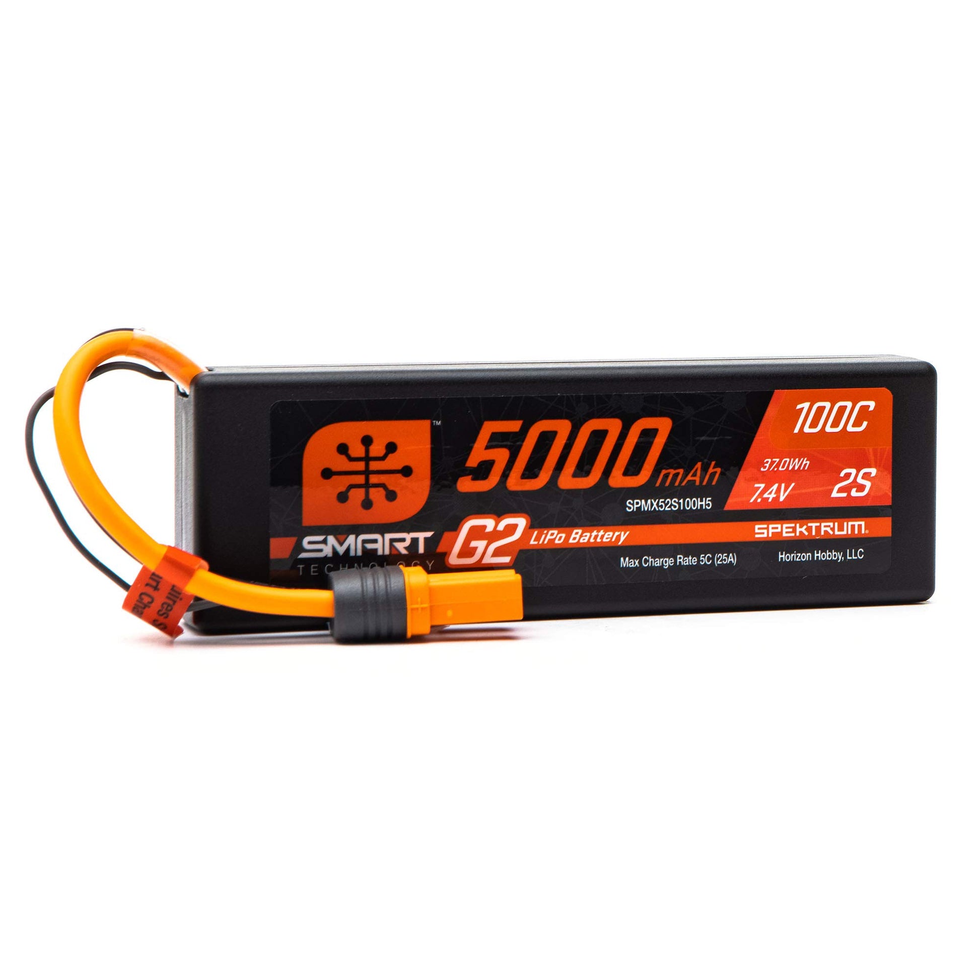 Spektrum 7.4V 5000mAh 2S 100C Smart G2 Hardcase LiPo Battery: IC5, SPMX52S100H5,Multi