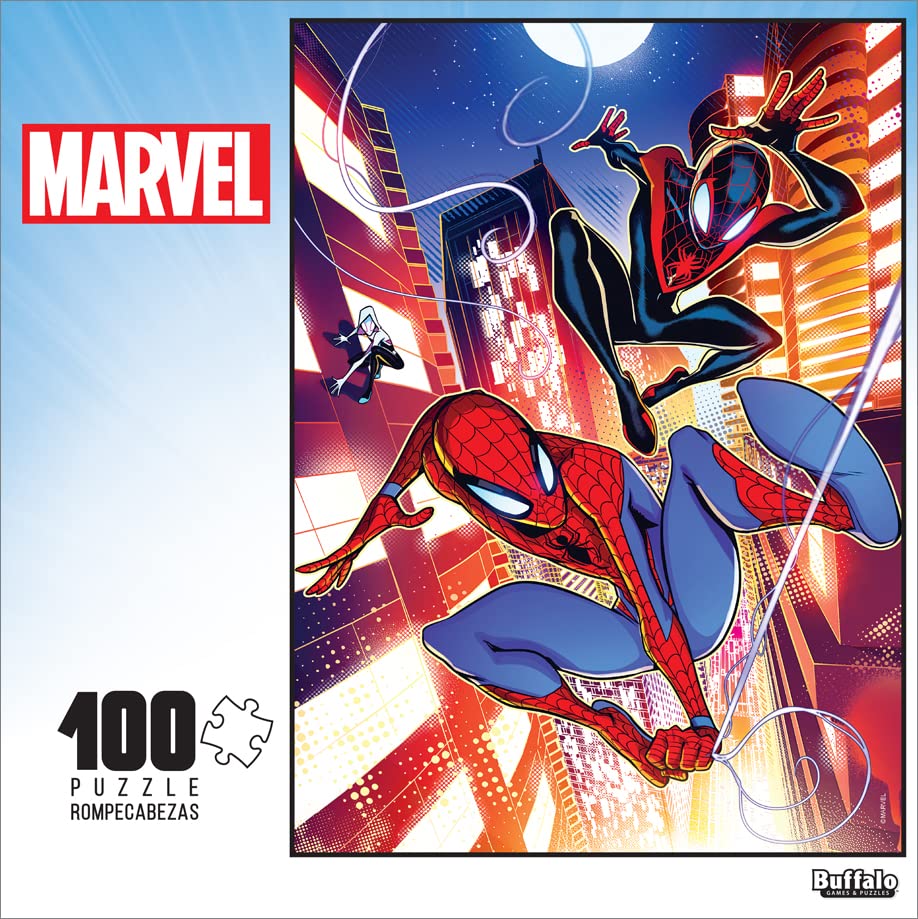 Buffalo Games - Marvel -Action: Spider-Man #1-100 Piece Jigsaw Puzzle For Families - Challenging Puzzle Perfect For Game Nights - Finished Size Is 15.00 X 11.00