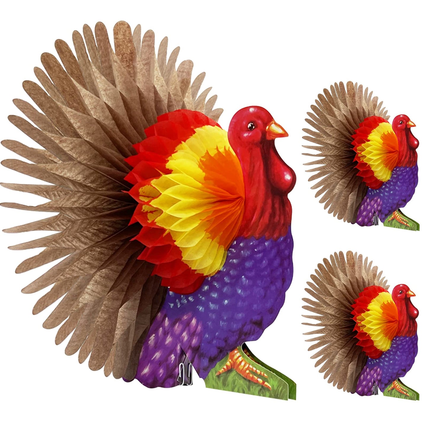 TURNMEON 3 Pieces 12 Inch Thanksgiving Table Decorations Paper Turkey Decorations Turkey Centerpiece Thanksgiving Centerpiece fo