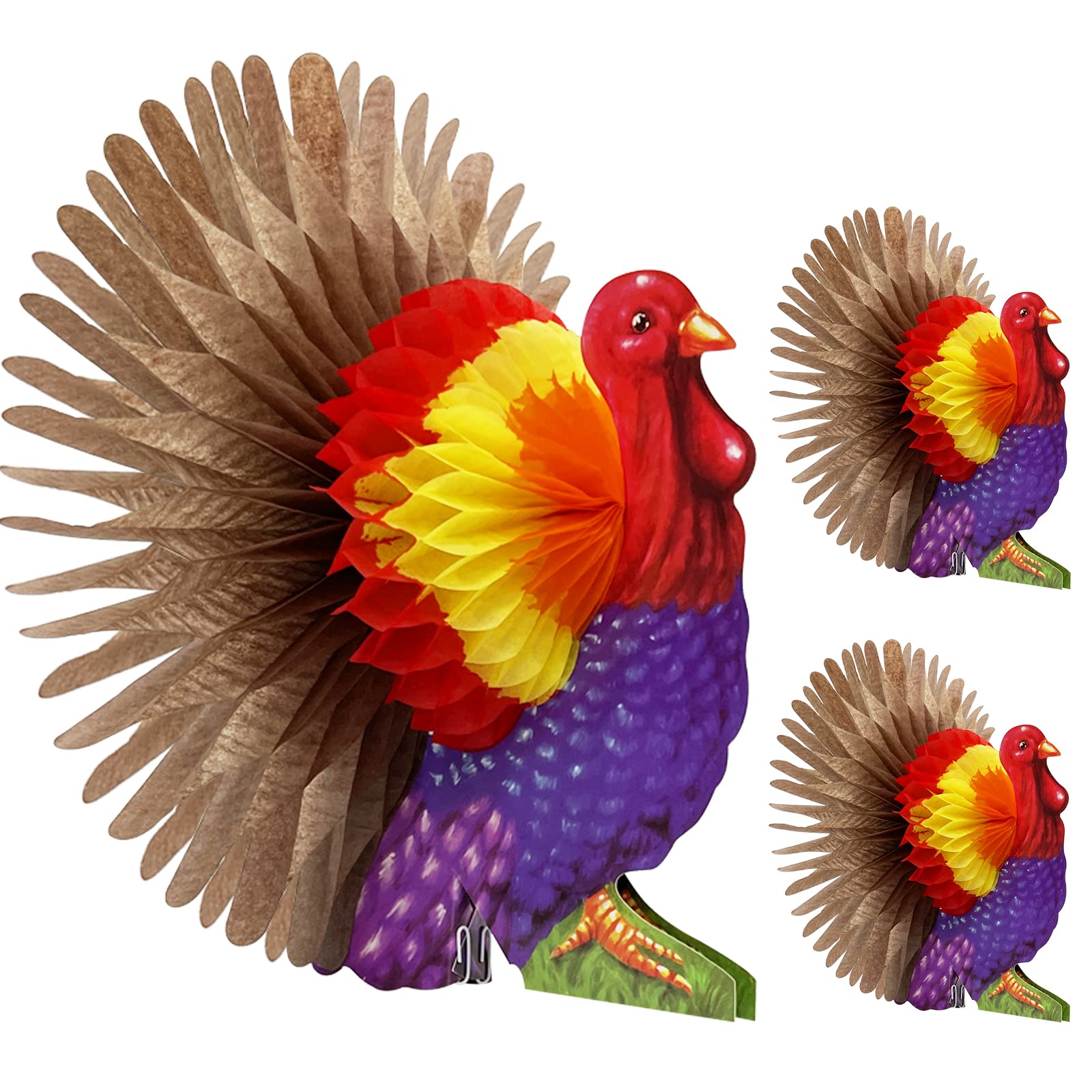 TURNMEON 3 Pieces 12 Inch Thanksgiving Table Decorations Paper Turkey Decorations Turkey Centerpiece Thanksgiving Centerpiece fo