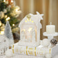 Cindeer Nativity Set for Christmas Indoor,Ceramic Nativity Scene with Light, Porcelain Statue Sculpted Hand Painted Figurine, Ho