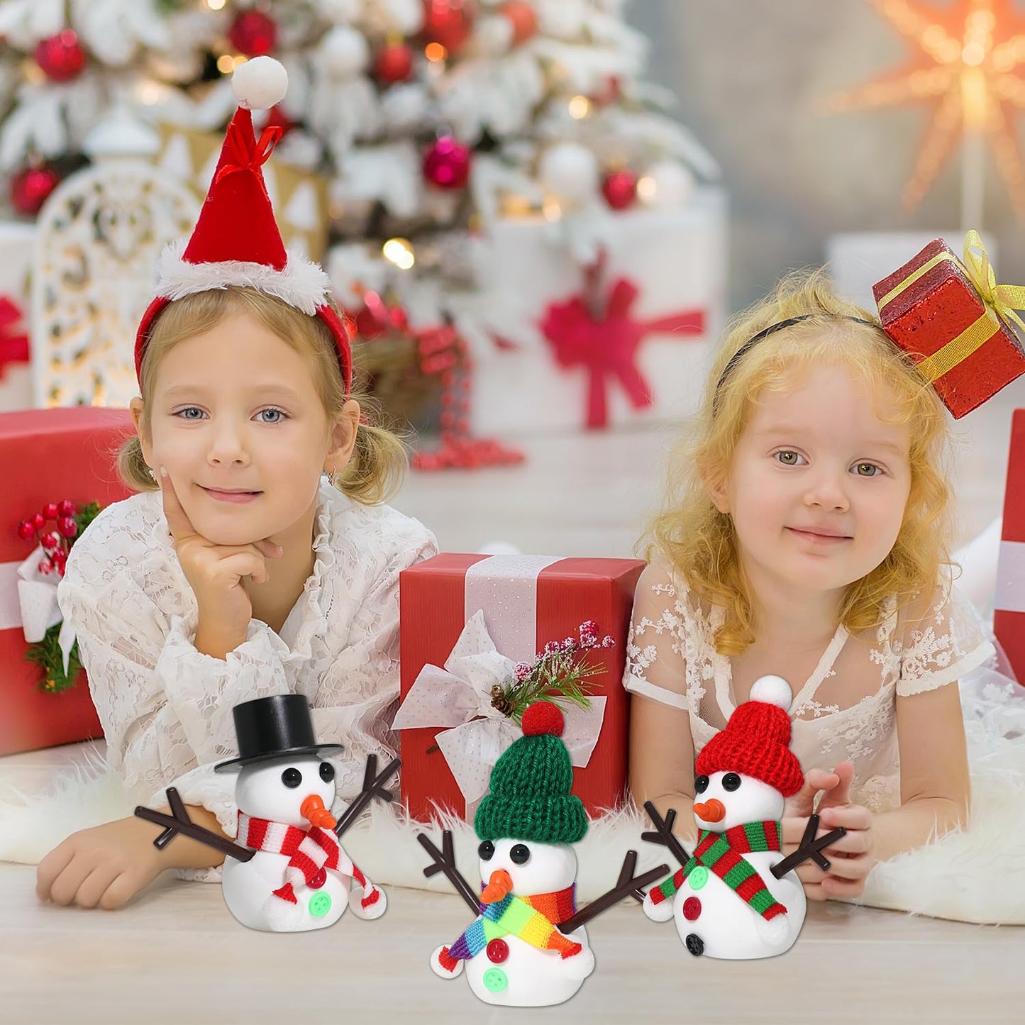 LAHAND 12-Pack Christmas Snowman Crafts Sets for Kids, Modeling Clay Snowman DIY Kit,Christmas Stocking Stuffers for Kids, Perfe