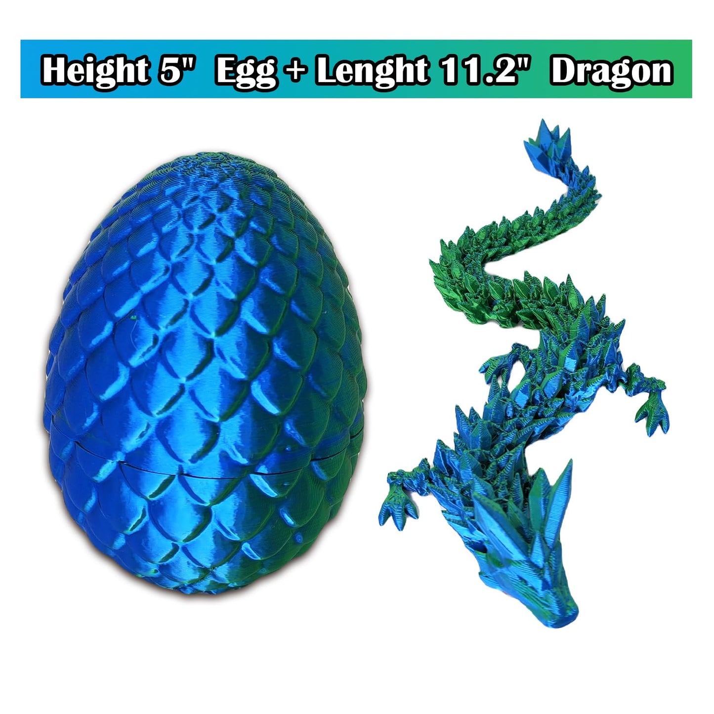 Zhebag 3D Printed Dragon Egg, 3D Printed Articulated Dragon Eggs With Dragon Inside, Crystal Dragon Fidget Toy, Adults Fidget To