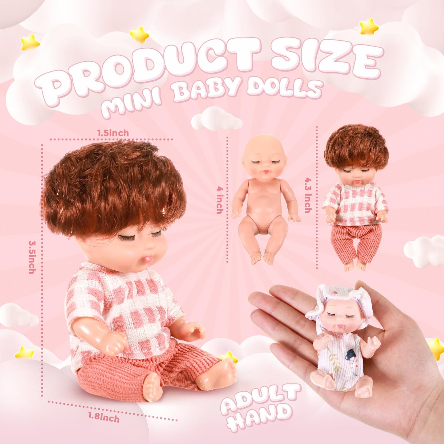 Hanaive 10 Pcs 4 Inch Mini Baby Dolls Lifelike Realistic Baby Dolls Tiny Babies With Clothes Cute Baby Doll Gifts Set For Toddle