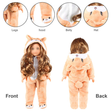 18 Inch Doll Clothes - Onesie Pajamas Fit 18 inch Girl Doll and More (Bear)