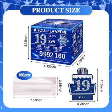 Toyeishi 19 Happy Birthday Money Box For Cash Gift, 19Th Birthday Decorations For Male And Female, Gifts For 19 Year Old Men, Bo