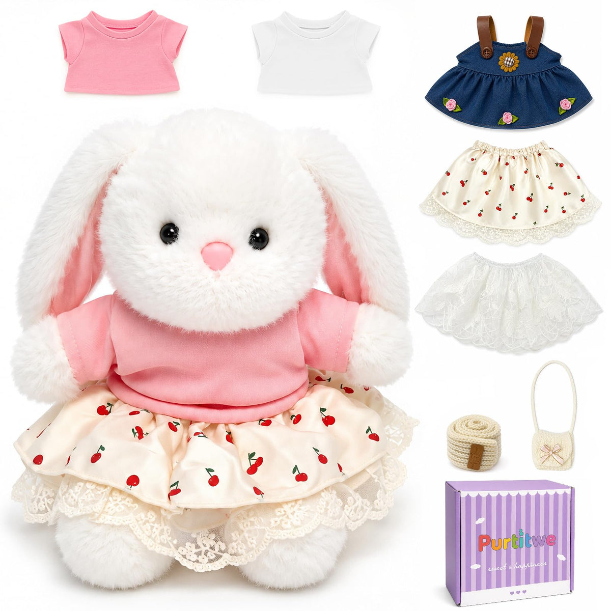 8Piece Bunny Plush 7.9 Bunny Plush Toy Set for Girls
