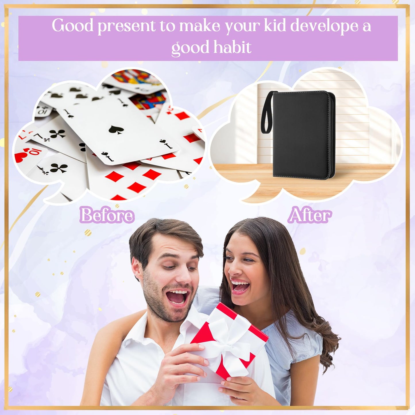 Humyoun 5 Pcs 4 Pocket Trading Card Binder 2000 Pockets with 250 Removable Sleeves Game Cards Collection Sports Trading Cards Collector Album(Black  White  Red  Blue  Purple)