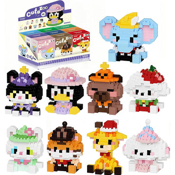 Timchess Mini Animals Building Block Sets, 9 Style Cute Miniature Dog Cat Giraffe Tiger Capybara Figurine Toys, Micro Building B