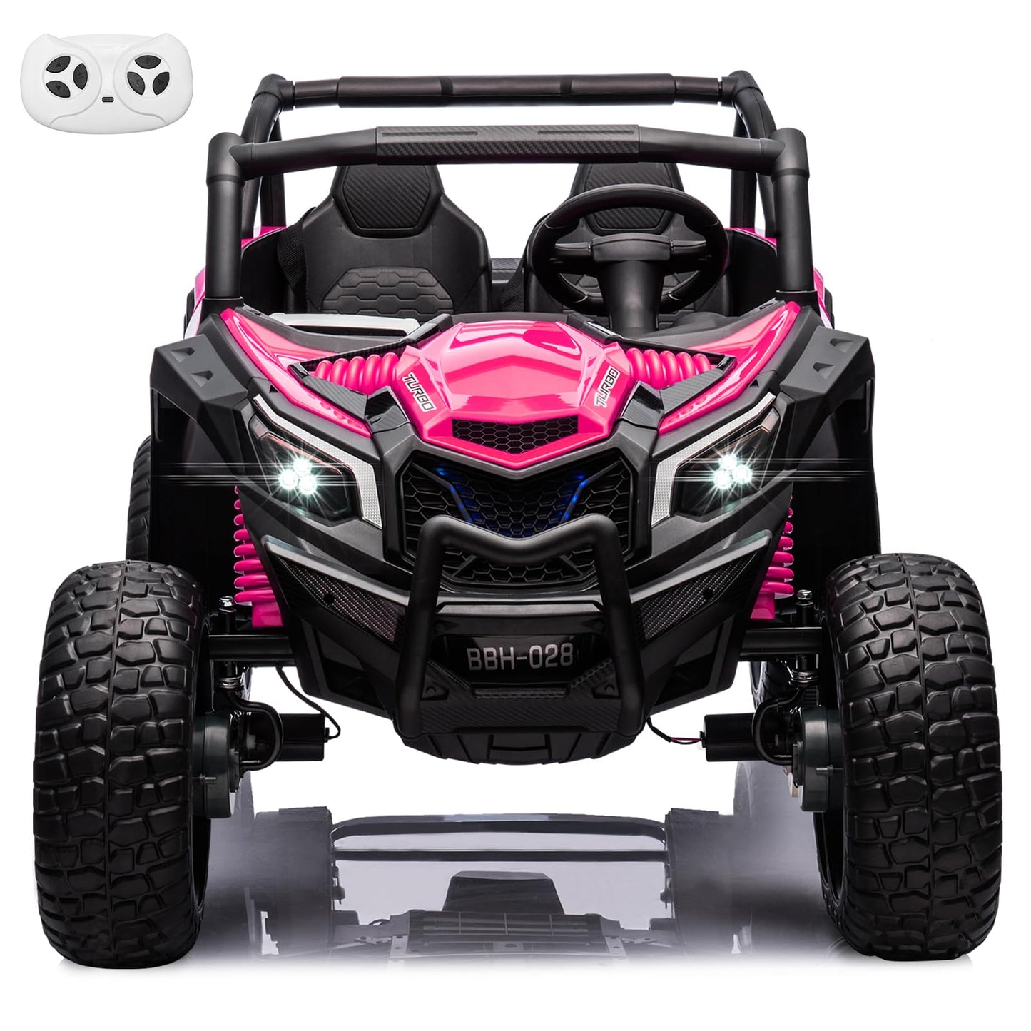 Molachi 24V Kids Ride On Car Truck, 4Wd Kid Remote Control Vehicle, 2 Adjustable Seater Children Electric Cars, 3 Speeds, Led Li