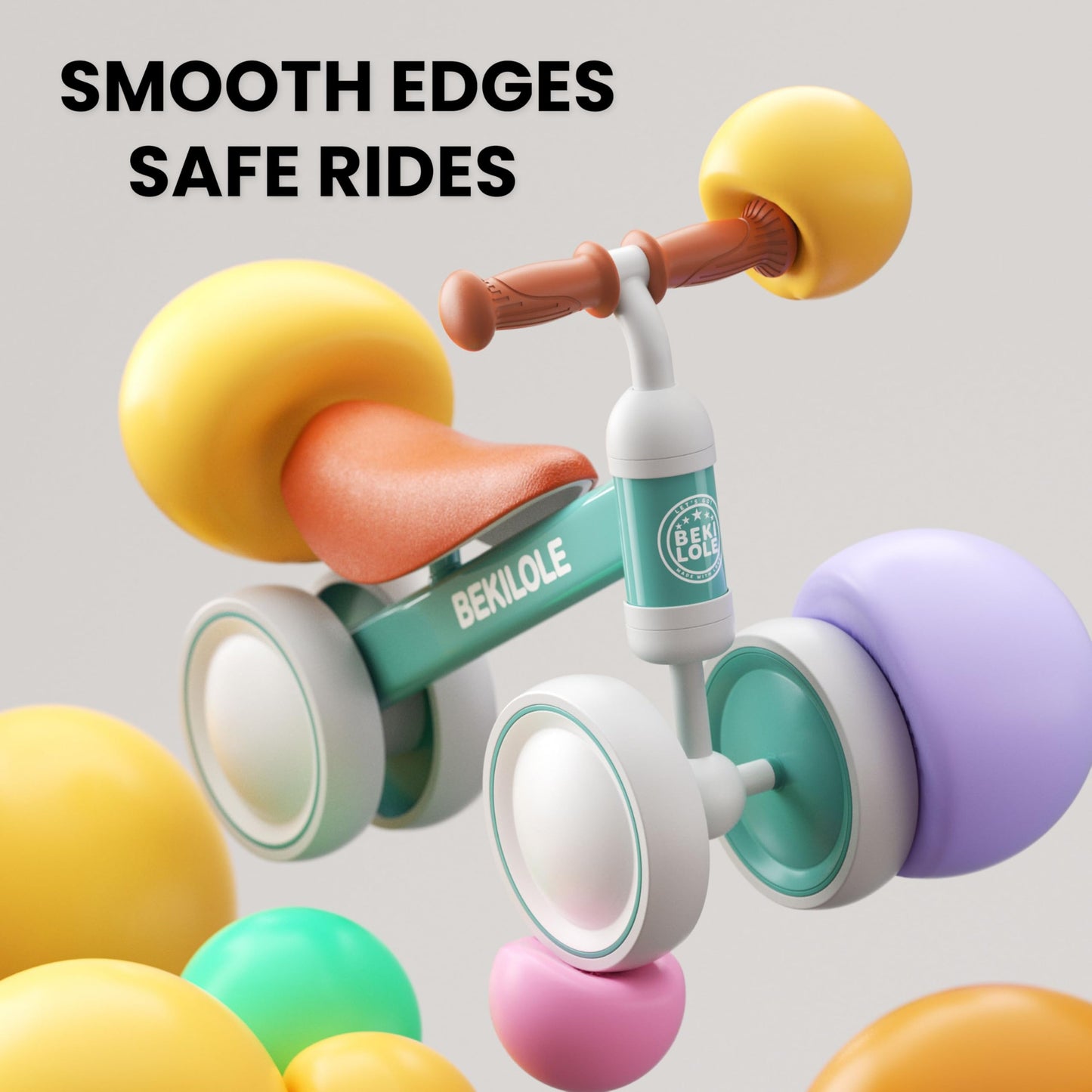 Bekilole Baby Balance Bike Toys For 1 Year Old Boy Gifts, 12-24 Month Toddler Balance Bike, No Pedal 4 Silence Wheels&Soft Seat First Riding On Toys, One Year Old Boy Birthday Gifts, Green & Brown