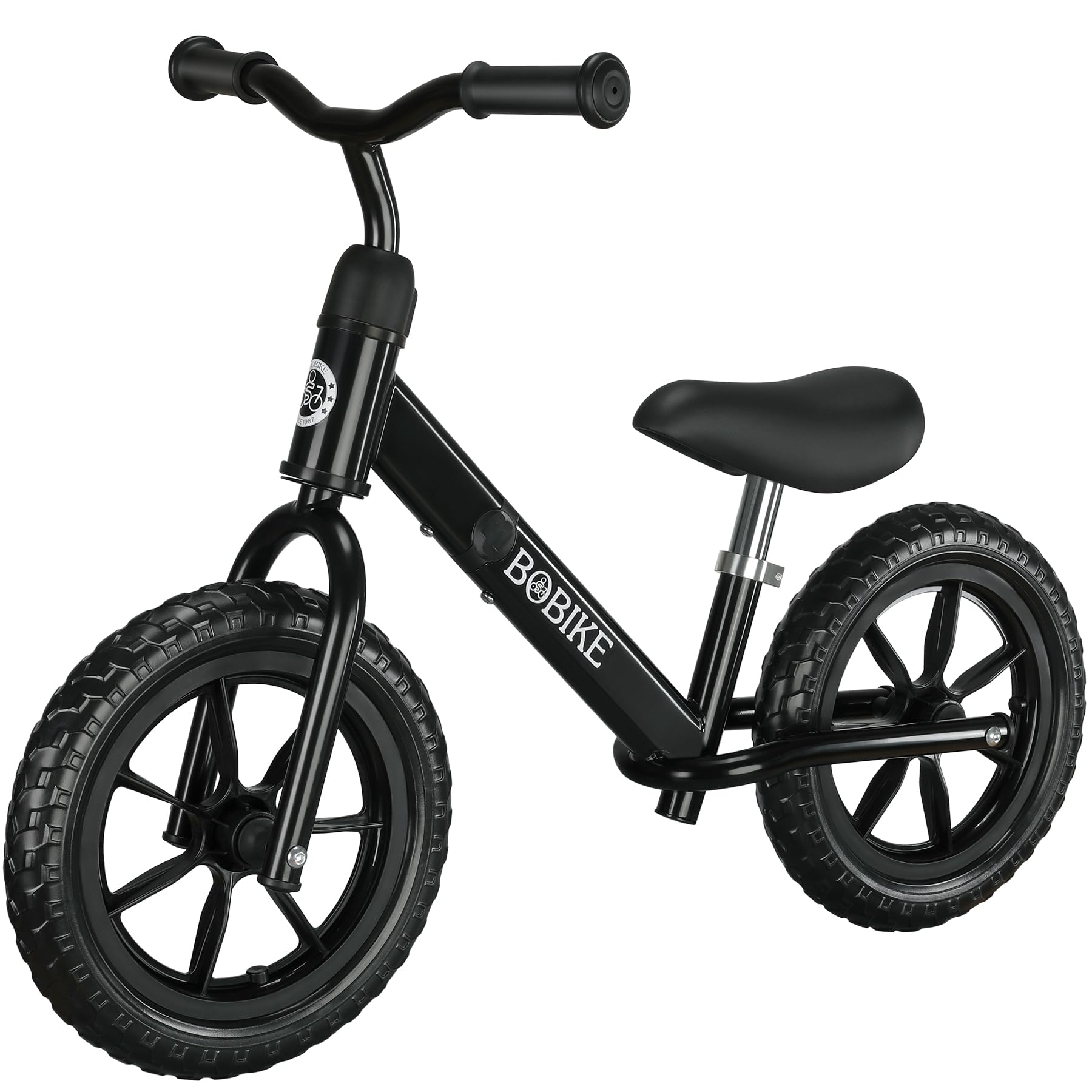 Bobike Toddler Balance Bike Toys For 2 To 5 Year Old Girls Boys Adjustable Seat And Handlebar No-Pedal Training Bike Best Gifts For Kids (Black)