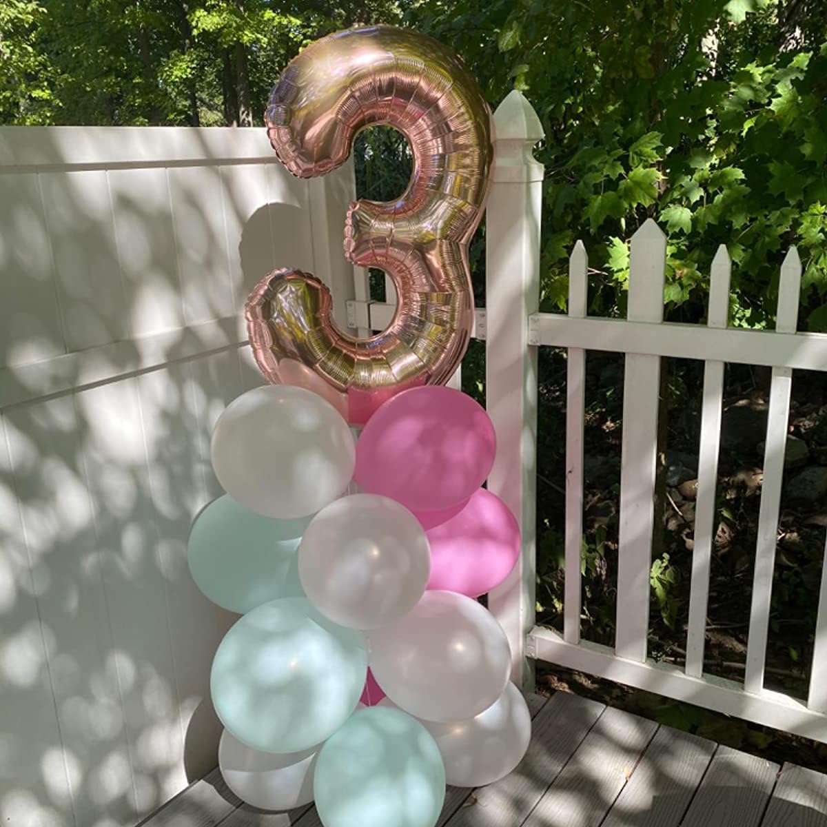 Paticool 40 Inch Rose Gold Number Balloon 3, Large Number Foil Balloons Mylar For Girl Boy Birthday Party Celebration Decoration