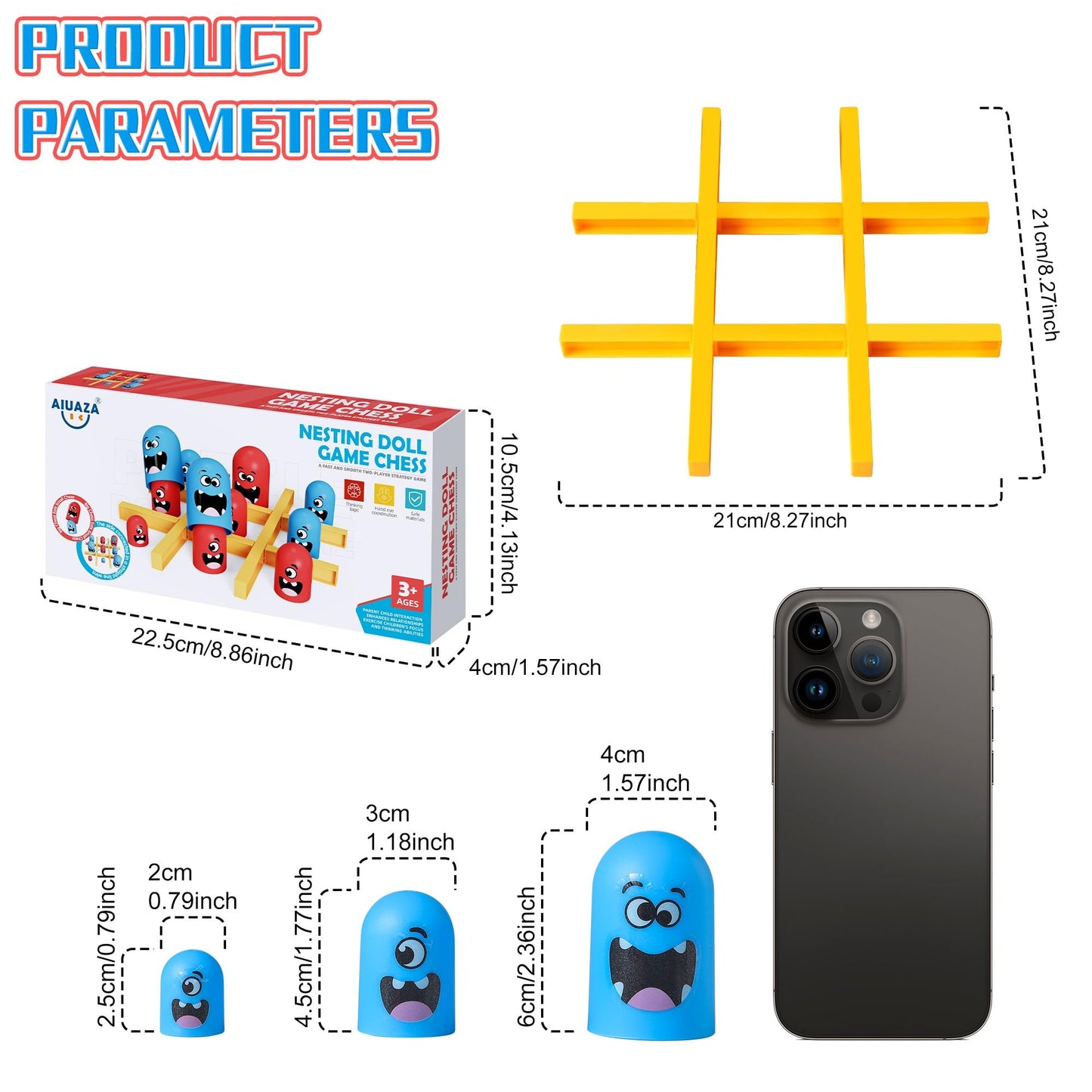 Aiuaza Tic Tac Toe Strategic Board Game For Kids And Family,Party Tabletop Games, Strategy Head To Head Games,Friendly Education