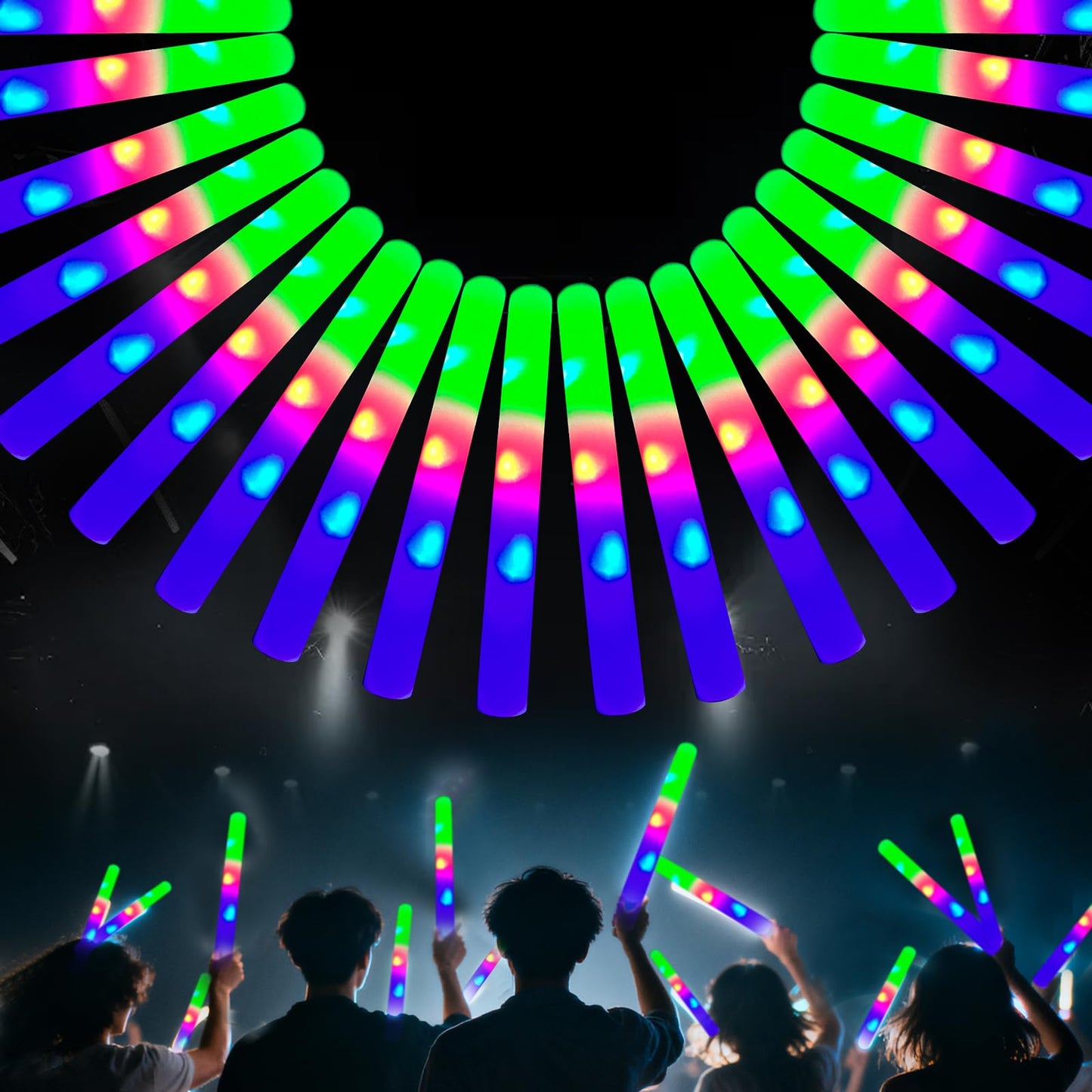 JYlanglin 156 Pack LED Foam glow sticks, glow sticks for wedding with 3 Modes Colorful Flashing, Glow Stick Bulk Party Pack for 