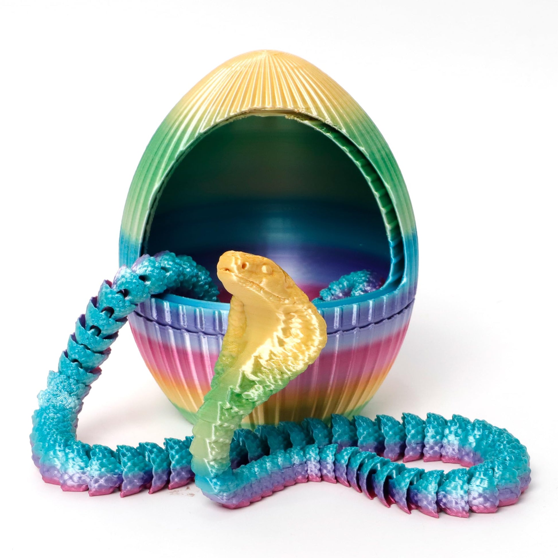 Flavery 3D Printed Snake With Egg - Gear Egg With Snake Inside, 24Inch Flexible Snake, Cute Rotary Egg, 3D Printed Gift Toys, Fi