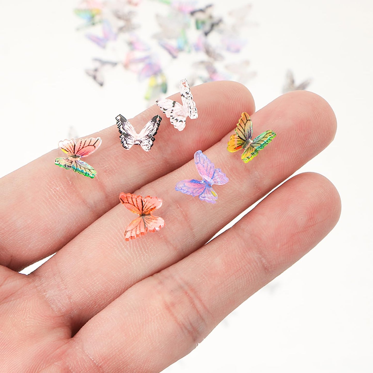 50Pcs Mini Butterflies For Crafts Dollhouse Miniatures Resin Mini Things Tiny Butterflies For Fairy Garden Dollhouse Micro Lands