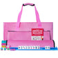 GUSTARIA American Mahjong Game Set with 166 White Tiles, Pink Carrying Bag, 18" x 5" x 3", Melamine, 4 Color Racks & Pushers