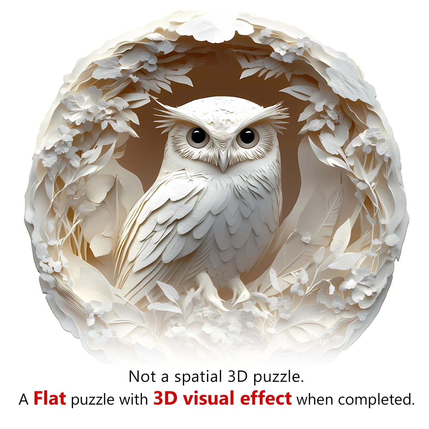 Wooden Puzzles for Adults, Wooden Flat Puzzles with 3D Visual Effect, Adults Puzzles, Owl Puzzles for Women Men (L-13.4 * 13.3in