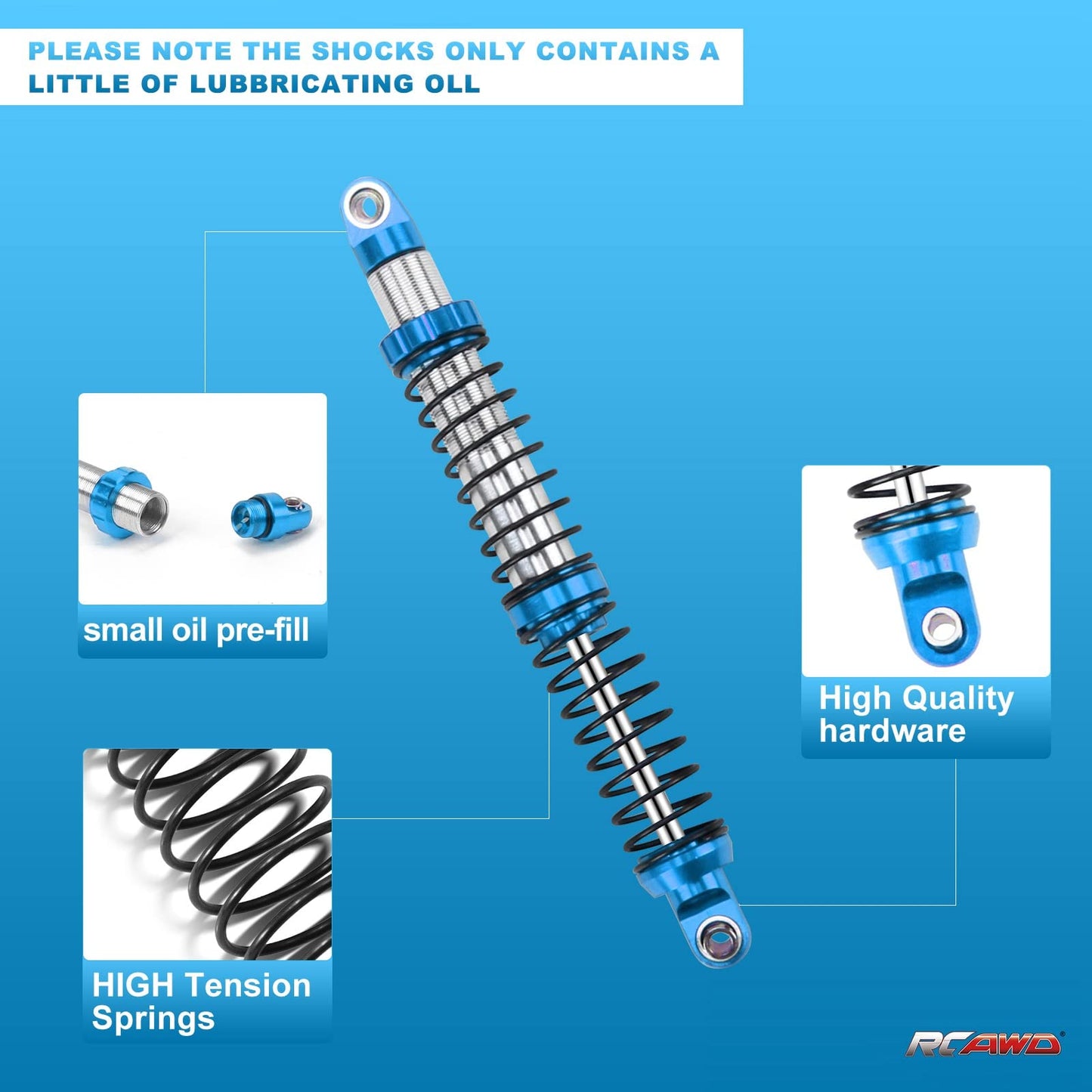 Rcawd 110Mm Shock Absorber Damper Universal For A Lot Of 1/10 Rc Hobby Cars, Full Aluminum Rc Shock Upgrades, 7075 Adjustable Sh