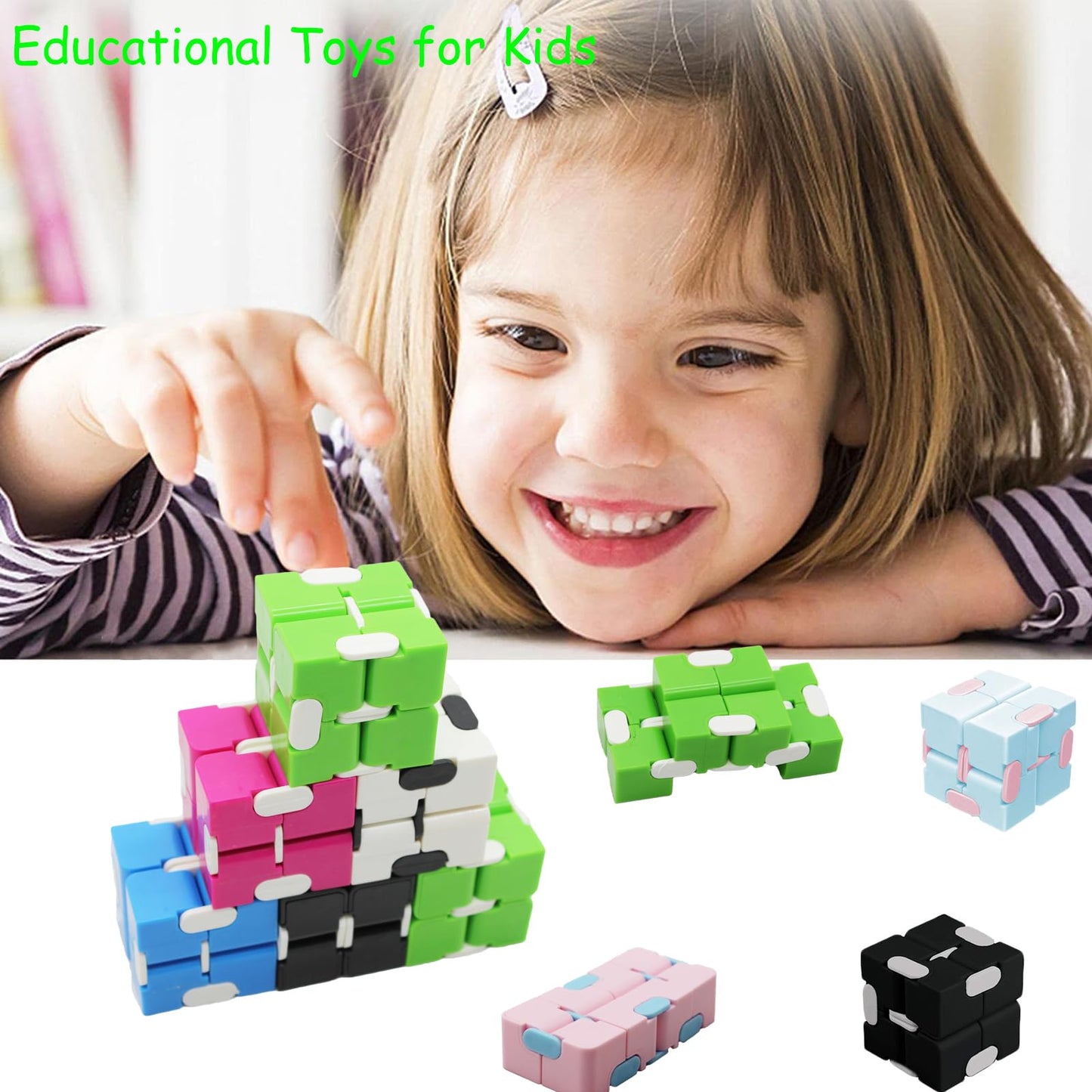 6 Pack Infinity Cube Sensory Toys, Fidget Blocks For Kids, Flip Cube Finger Toys Bulk Fidget Toys Party Favors Goodie Bag Basket
