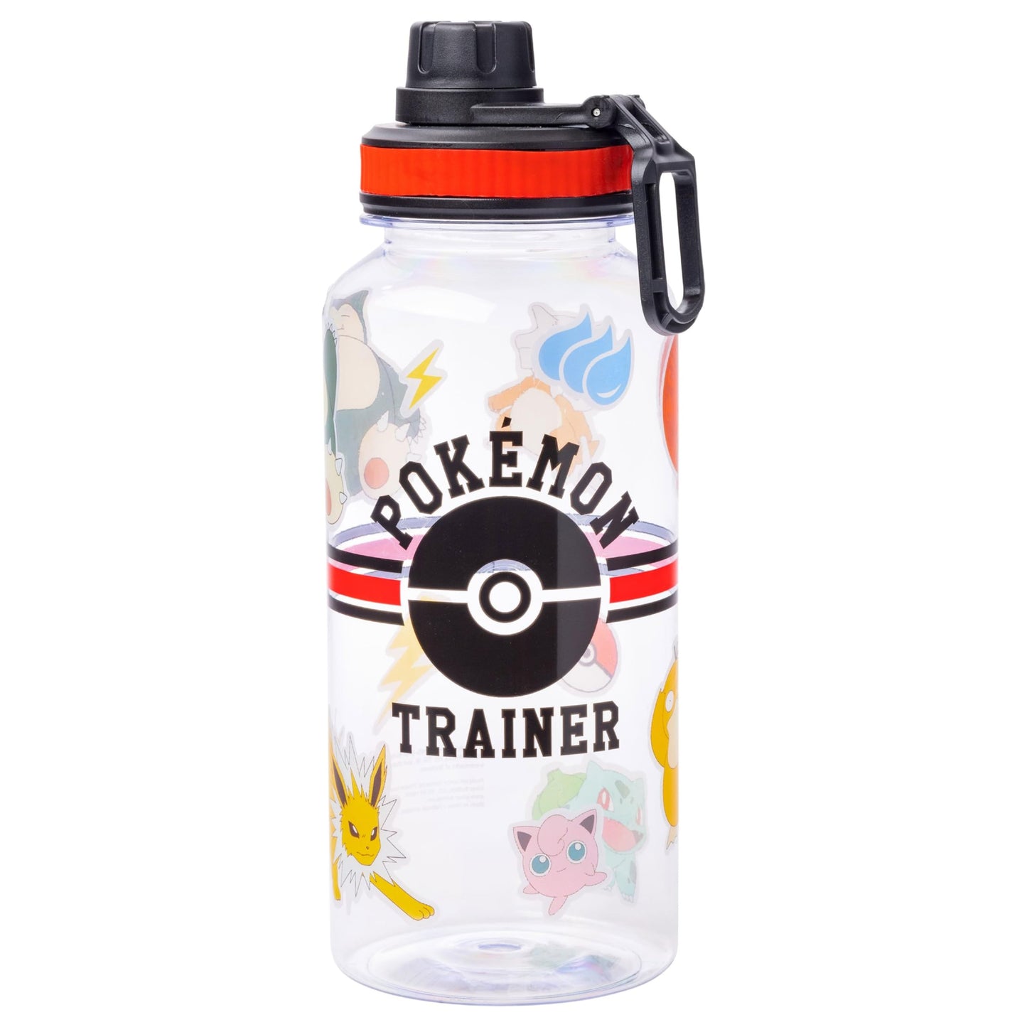 Silver Buffalo 32 oz Plastic Water Bottle - Pokemon Trainer Icons with Stickers, Model PK1515L5