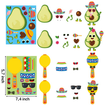Haooryx 36Pcs Make Your Own Fiesta Stickers Sheet, Make A Face Stickers Game Mexican Fiesta Cinco De Mayo Taco Sticker Mix And Match Cactus Sticker For Kids Birthday Party Favor Gift Art Craft Rewards