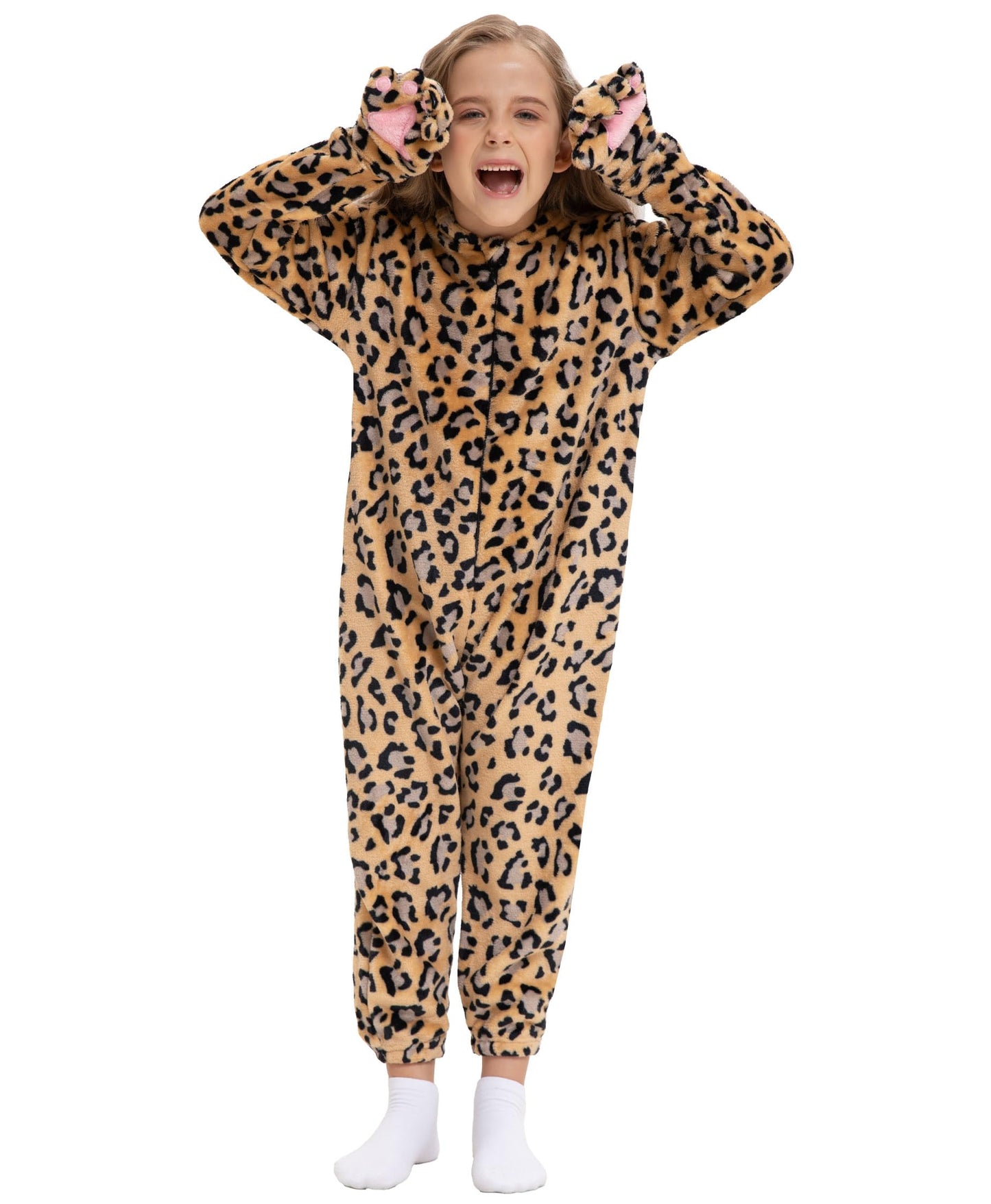 Cat Costume For Kids Cat Noir Costume Girls Onesie Black Cat Costume Child Halloween Cosplay Outfits (Cheetah, Medium)
