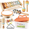 Looikoos Baby Musical Instruments For Kids Montessori Music Toys For Toddlers 1-3,Neutral Colors Wooden Percussion Instruments Set With Modern Boho Xylophone For Kid Preschool Educational 3+