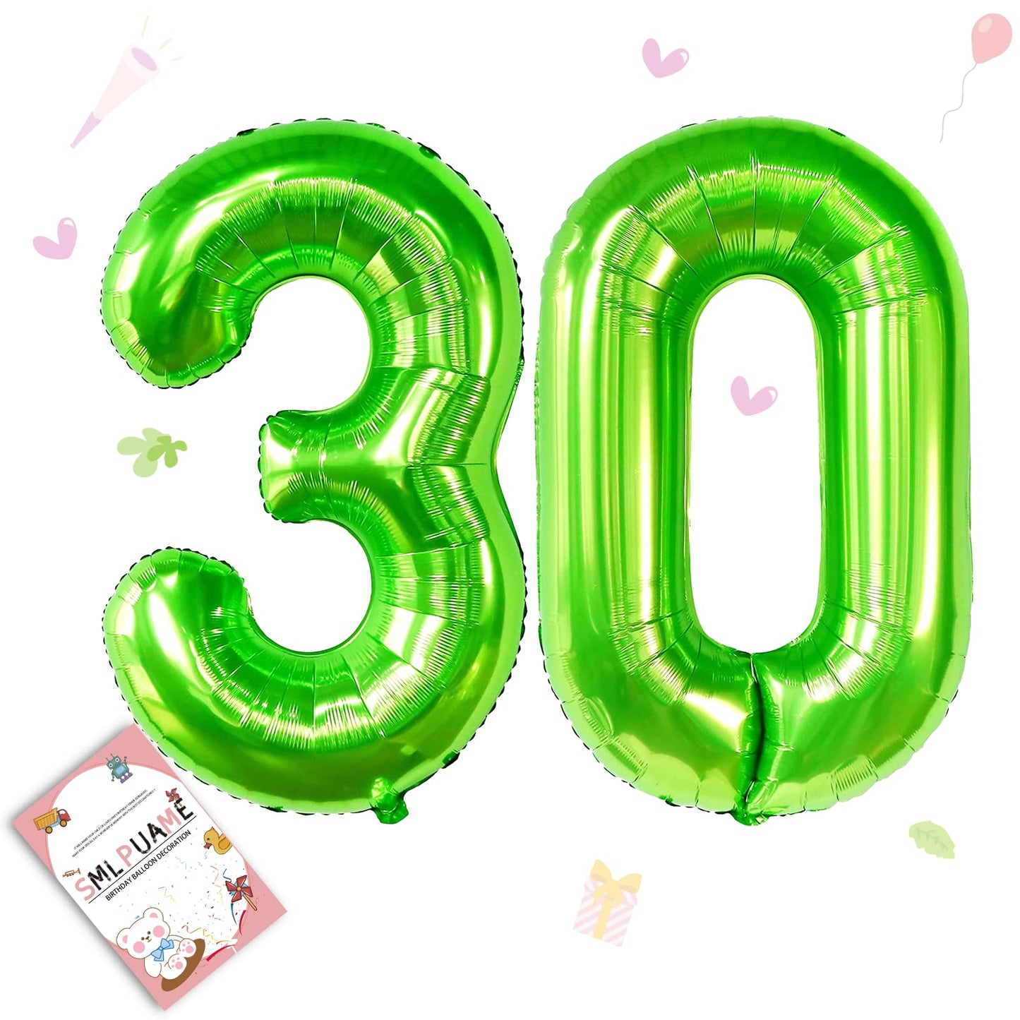 Smlpuame 40 Inch Number Balloon 0-9 Green Large Number 30 Balloons,Digital Balloons For Birthday Party Celebration Decorations S