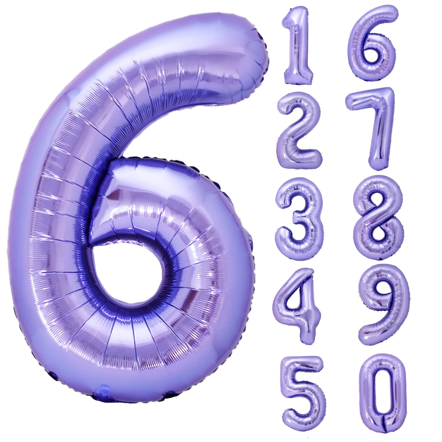 40 Inch Giant Purple Number 6 Balloon, Helium Mylar Foil Number Balloons For Birthday Party, 6Th Birthday Decorations For Kids,