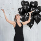 Black Heart Balloons, 18 Inch Black Helium Heart Balloons, 12Pcs Large Black Heart Shape Mylar Balloons, Black Foil Heart Balloo