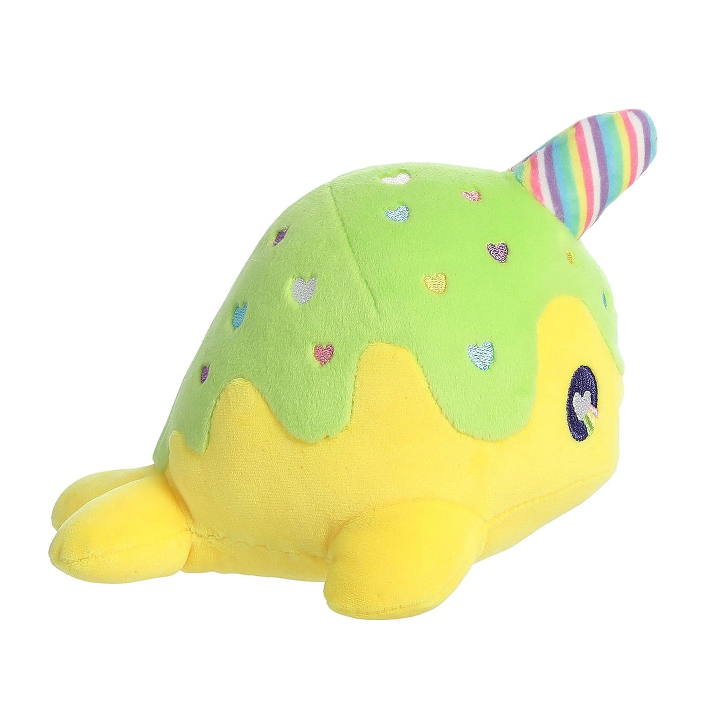 Aurora Enchanting Tasty Peach Neon Lollipop Nomwhal Stuffed Animal - Bright & Colorful Design - Showpiece Plush - Yellow 7 Inche