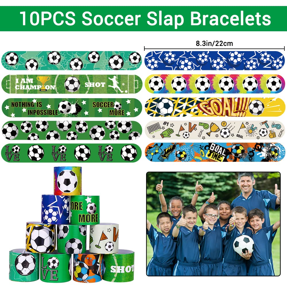 Yujun 112 Pcs Soccer Party Favors Set - Fidget Spinners, Slap Bracelets, Whistles, Tattoos, Stickers, Keychains For Kids' Soccer-Themed Birthday Party