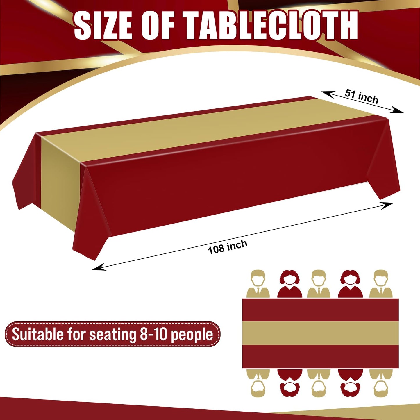 VitalCozy 3 Pack Disposable Plastic Tablecloth Plastic Table Runner Rectangle Table Covers for Graduation Wedding Birthday Party