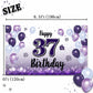 LASKYER Happy 37th Birthday Decorations,37th Purple Balloon Large Birthday Banner Backdrop Sign,37 Years Old Bday Party Supplies