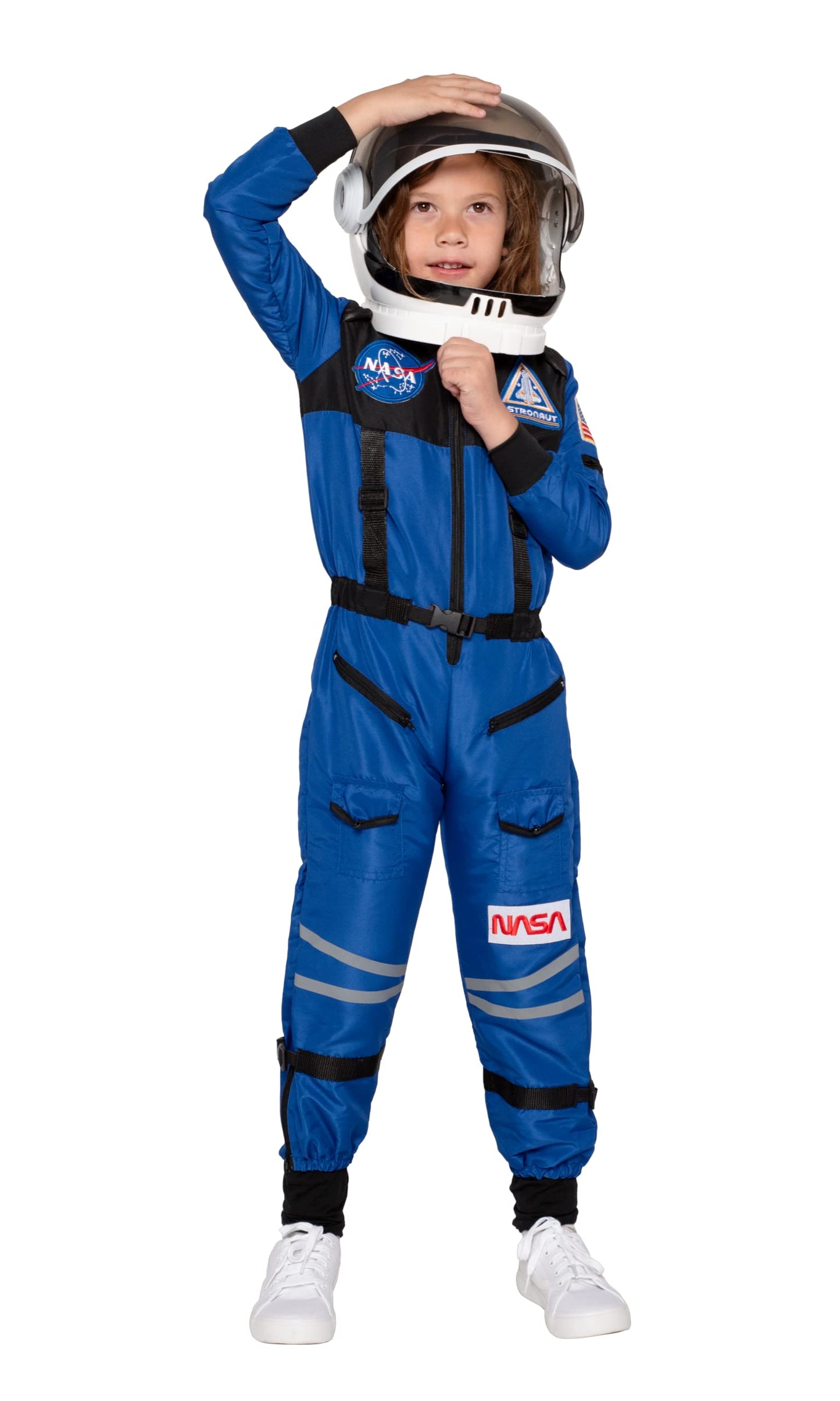 Spooktacular Creations Blue Astronaut Costume with Helmet  Space Suit for Toddler with Movable Visor  Kids Astronaut Halloween Costume for Cosplay  Party Favor Supplies (Medium  8-10 yrs)
