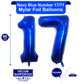 LHOAVWE 40 Inch Navy Blue 17 Number Balloons, Giant Jumbo Foil Mylar Helium Digital Balloons for 17th Birthday Party Decorations