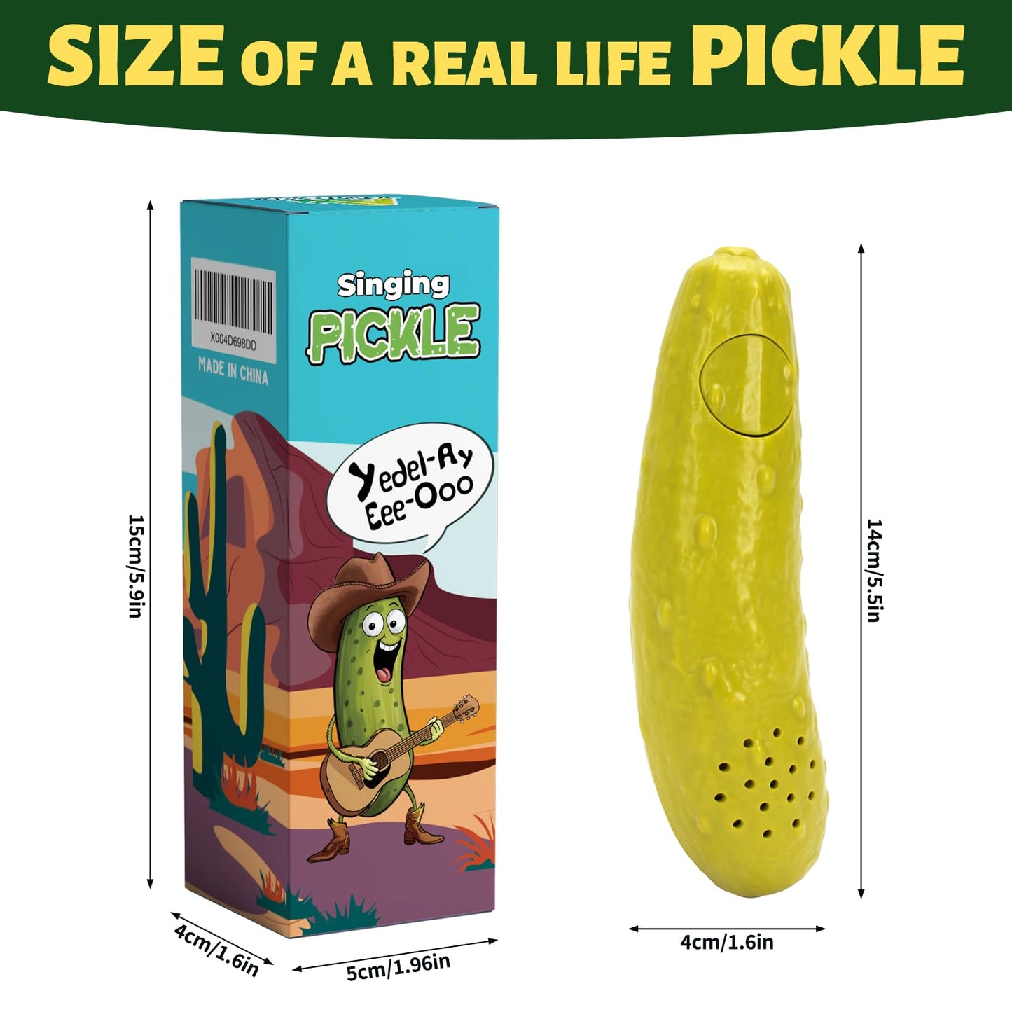 A Aifamy Pickle That Yodels- Singing Cucumber Toy - Funny Gag Gift Idea For Adults Friends And Family, Includes Batteries