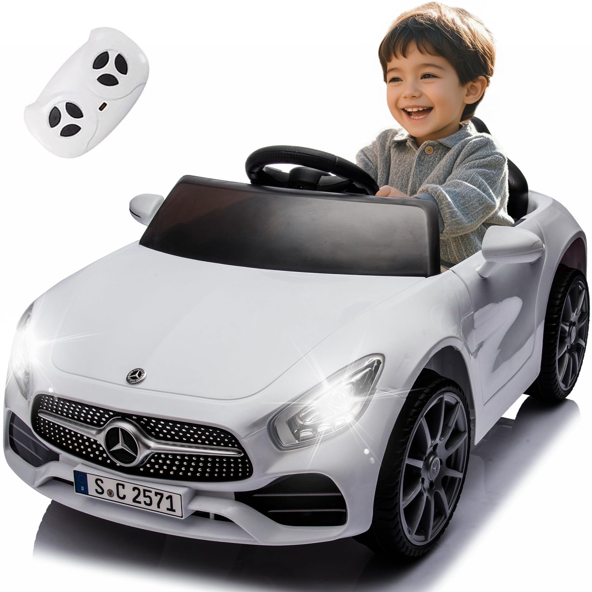 BCARORUR Licensed Mercedes-Benz CLS 350 12V Ride On Car Truck for Kids, Ride on Toys for Toddlers w/Parent Control, Spring Suspe