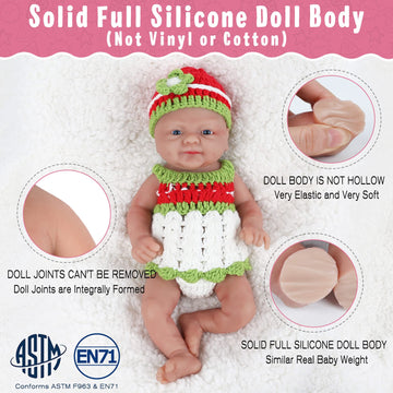Vollence 14 Inch Full Silicone Reborn Baby Dolls Not Vinyl Dolls Lifelike Real Platinum Newborn Silicone Baby Dolls Anti-Stress