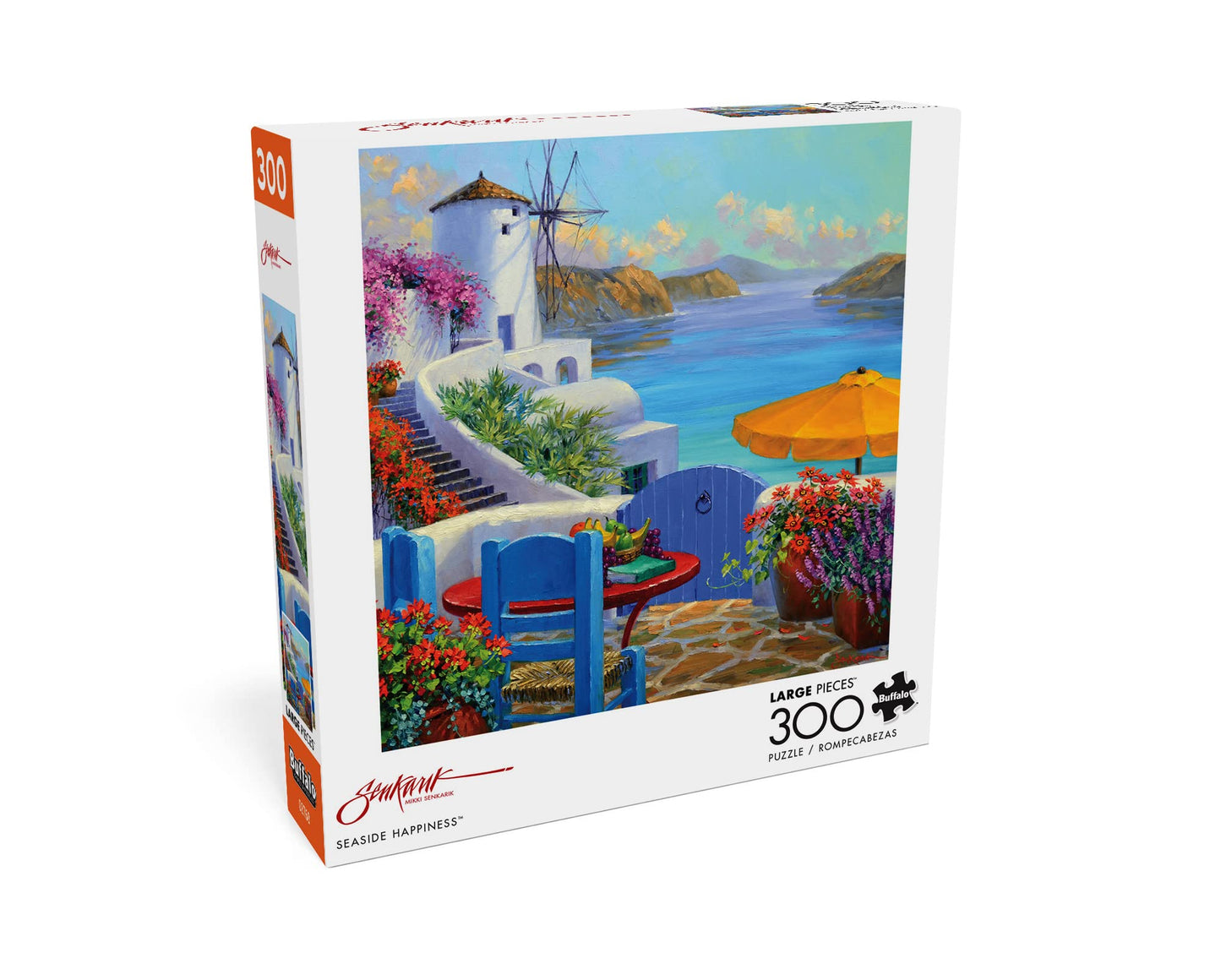Buffalo Games Mikki Senkarik Seaside Happiness 300 Piece Jigsaw Puzzle, Large Size, Multicolor, Model 22704, Perfect for Game Nights