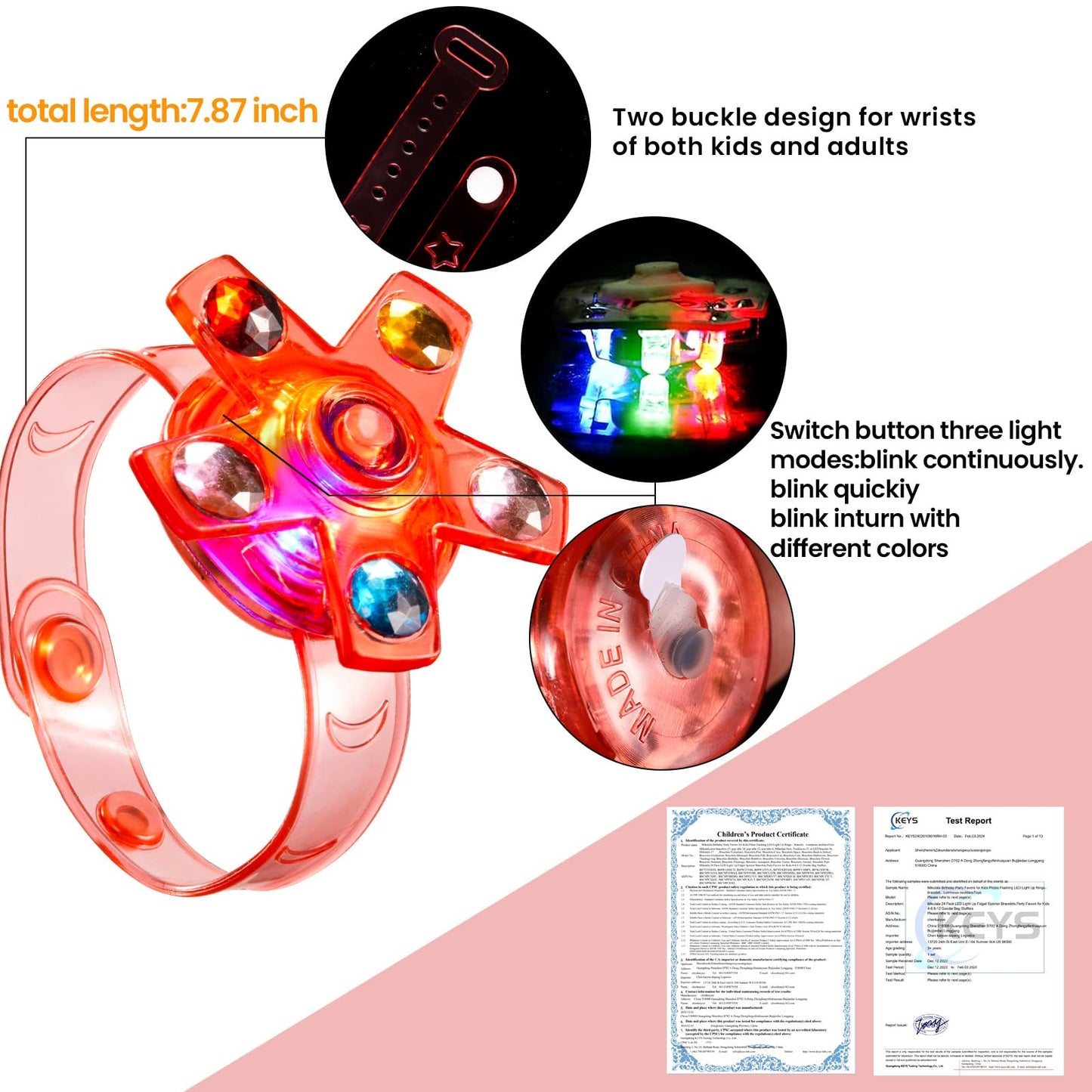 Mikulala 24 Pack LED Light Up Fidget Spinner Bracelets,Party Favors for Kids 4-8 8-12 Goodie Bag Stuffers,Glow in The Dark Party