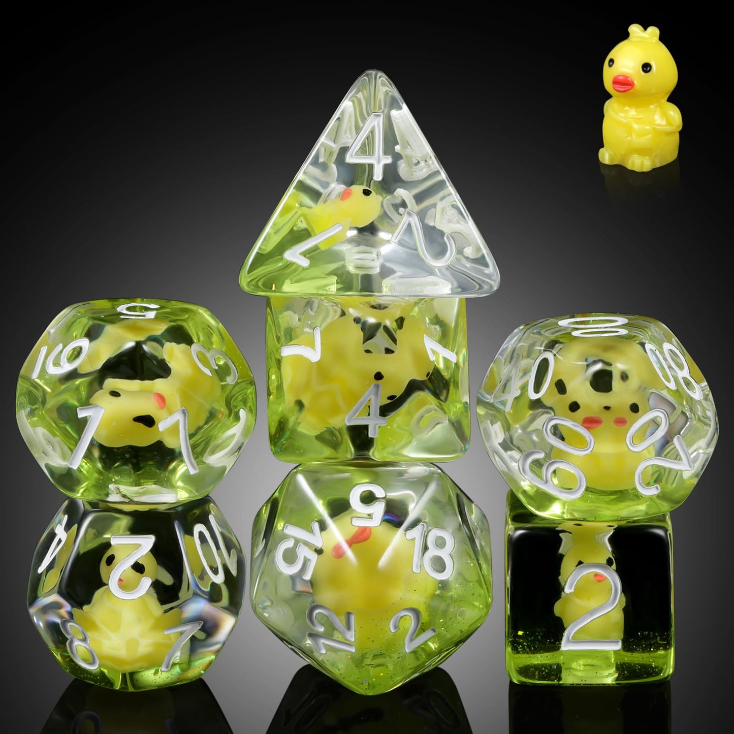Chicken Dungeons and DragonsDice Set, DNDND 7PCS Resin DND Dice Set with Velvet Bag for D&D Role Playing Games and Tabletop Game