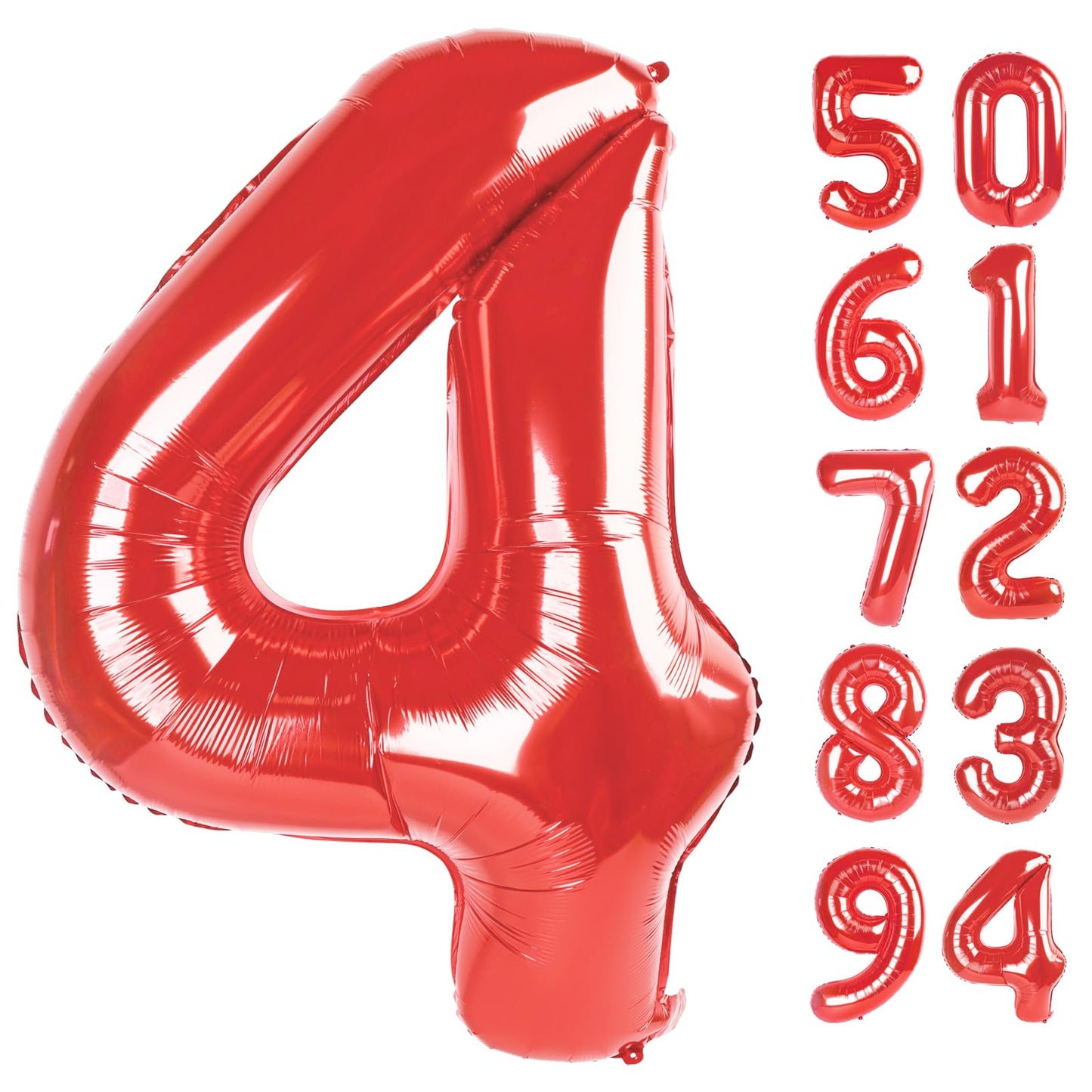 Red 4 Balloon, Number Balloon 40 Inch For 4Th Red And Black Spiderman Transformers Party Decorations, Four Large Numbers For Par
